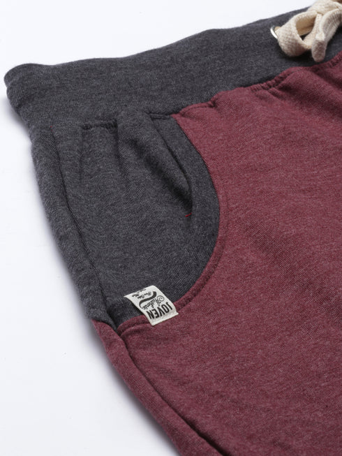 Charcoal & Maroon Solid Lounge Set